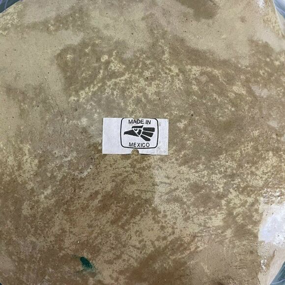 Talavera Hand Painted Peacock Footed Bowl Bright Colors Mexico Handmade Flowers - Picture 3 of 4